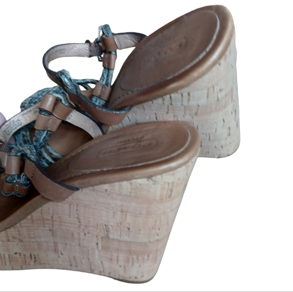 Coach Womens Strappy Brown Leather High Wedge Heels Platform Ankle Strap Size 7 - Picture 7 of 12